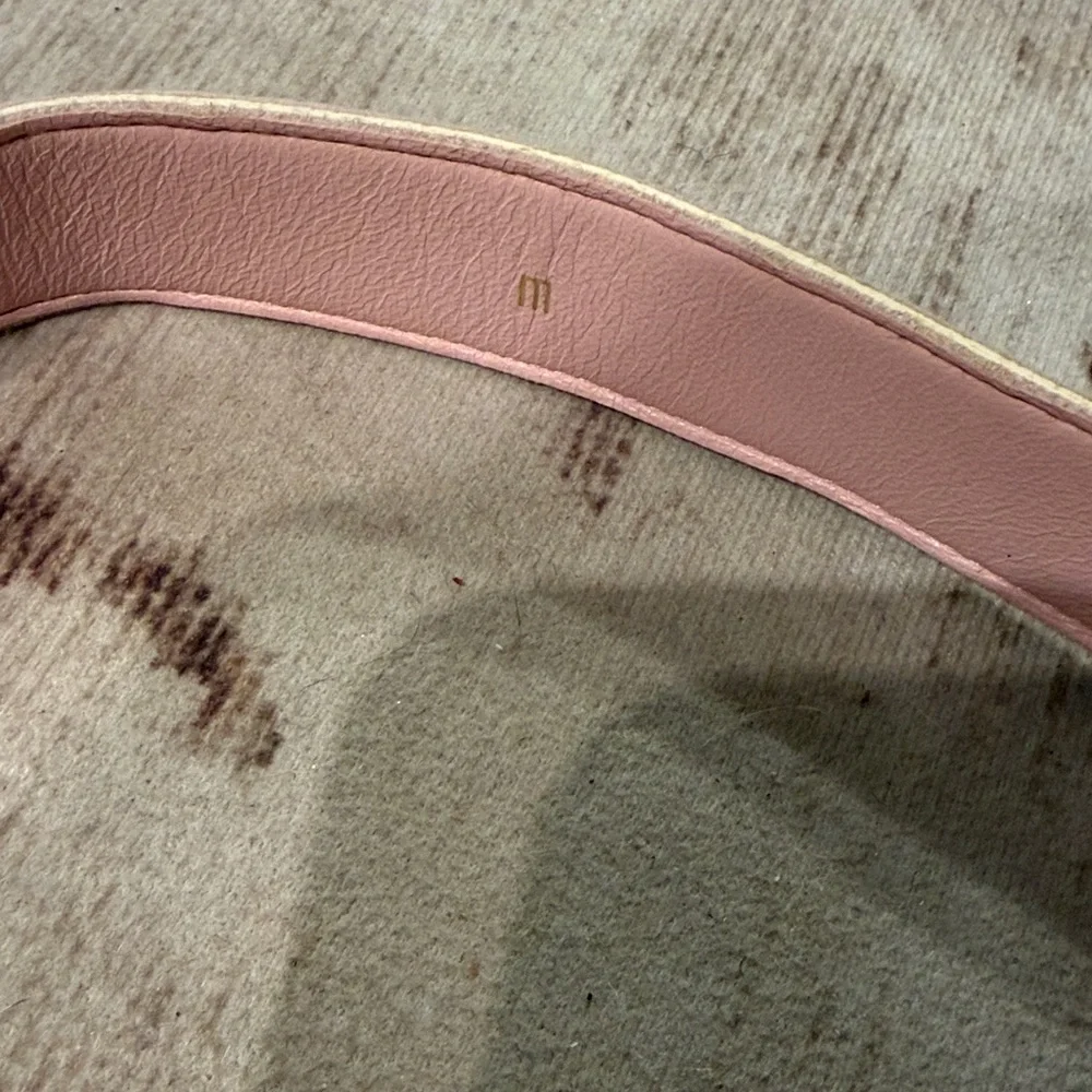 Cotton mill leather bow belt in blush pink M